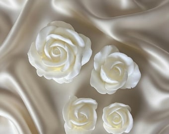 Resin Rose Wall Decor: Set of 4 Floral Wall Sculptures