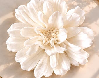 Ivory White Sculptural Wall Flowers | 3" Textured Plaster Statement Decor