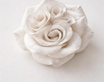 Ivory Rose Wall Sculptures, Set of 2, 5, or 10, 3 Inch Floral Art