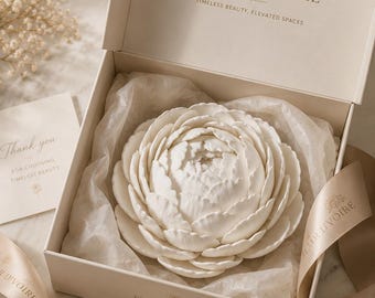 Ivory Peony Bloom Wall Flower: Sculptural White Floral Art (Set of 2 or 5)