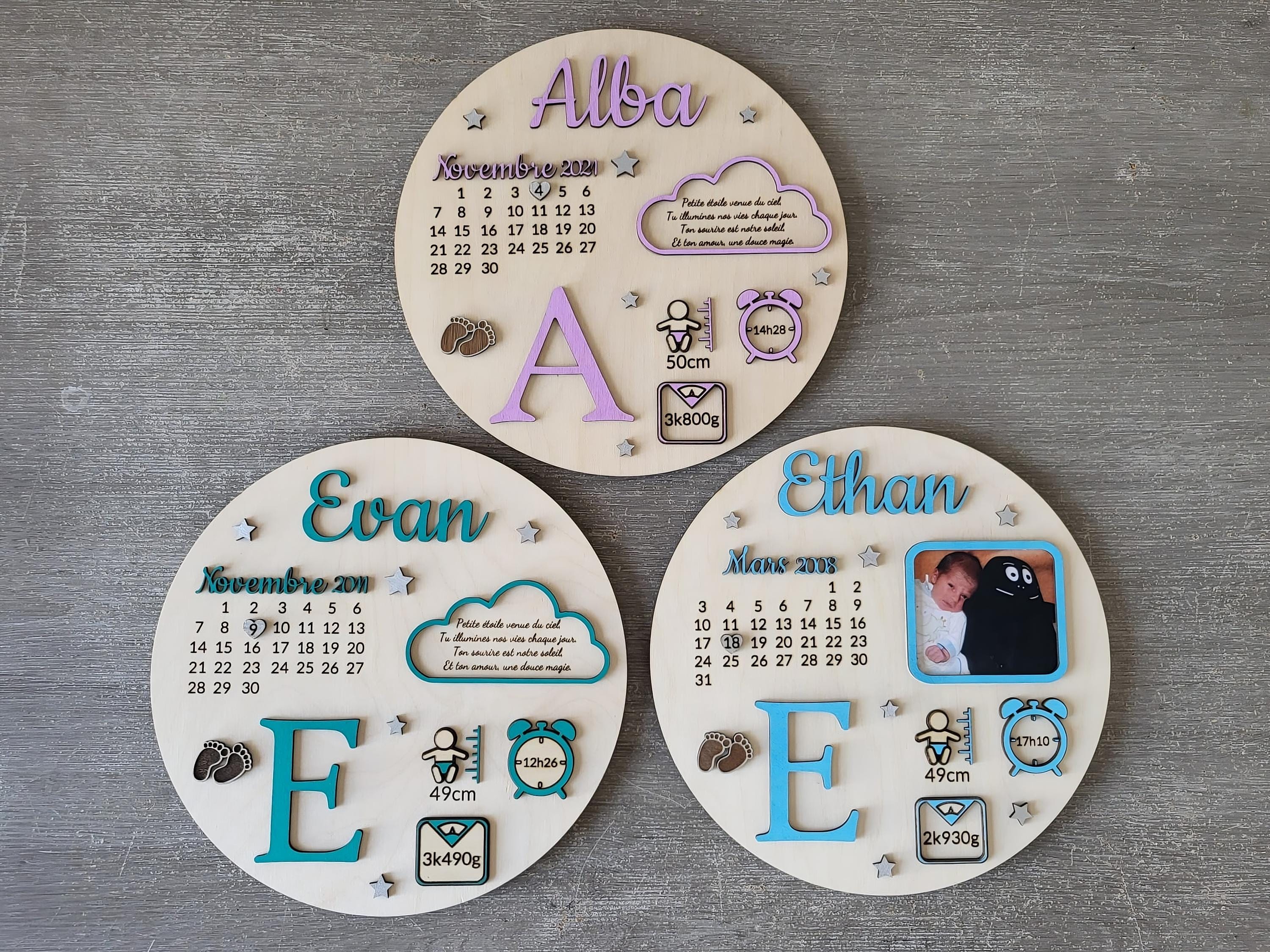 Cadre Photo Rond En Bois Naturel 20 Cm - Déco Murale DIY Blanc Rustique Pour Salon Et Chambre - 4