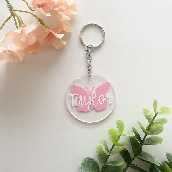 Personalized Butterfly Keychain, Custom Name Keychain, Acrylic Keychain, Gifts for Her