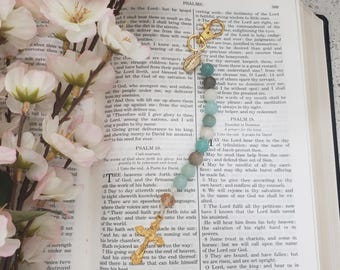 Green Clip Rosary, One Decade Rosary, Keychain, Catholic Pocket Rosary, Single Decade Rosary, Catholic Bag Charm, Catholic Women Girl