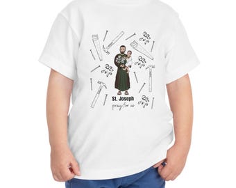 TODDLER St. Joseph T-Shirt, Saint Joseph Kids T-Shirt, Catholic Saint Shirt, Catholic Gift