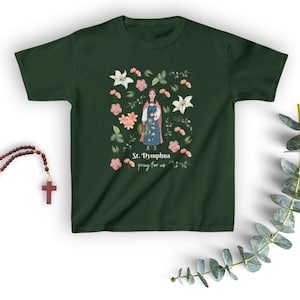 YOUTH St. Dymphna T-Shirt, Saint Dymphna Kids T-Shirt, Catholic Shirt, Catholic Gift