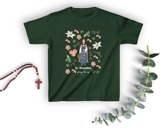 YOUTH St. Dymphna T-Shirt, Saint Dymphna Kids T-Shirt, Catholic Shirt, Catholic Gift