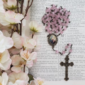 Our Lady of the Eucharistic Rosary, Pink Rosary, Handmade Our Lady Rosary, Christ Child Rosary, Catholic Gift