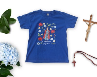 YOUTH St. Philomena T-Shirt, St. Philomena Shirt for Girls, Kids St. Philomena tee, Saint Philomena Shirt | Catholic Gift