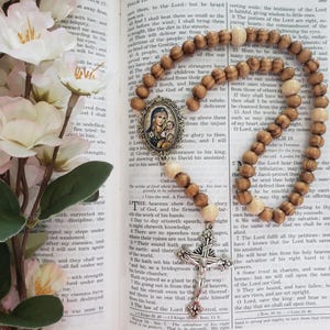 Our Lady Wood Rosary, Wooden Rosary, Handmade Catholic Gift, Real Wood Rosary