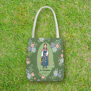 St. Dymphna Tote Bag, Catholic Tote Bag, Saint Dymphna Bag, Catholic Gift for Girls, Catholic Gift for Women