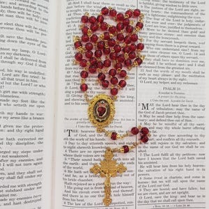 Sacred Heart Rosary, Red Rosary, Catholic Rosary, Catholic Gift