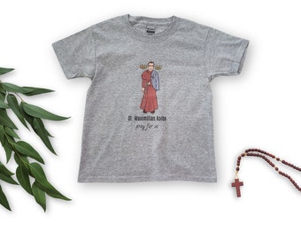 YOUTH St. Maximilian Kolbe T-Shirt, St. Maximilian Kolbe Kids T-Shirt, Catholic Saint Shirt, Catholic Gift