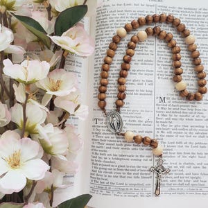 Handmade Catholic Rosary, Wooden Rosary, 5 Decade Rosary Beads, Catholic Gift