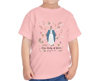 TODDLER Our Lady of Grace T-Shirt, Mother Mary Kids T-Shirt, Catholic Shirt, Catholic Gift, Catholic Girl, Saint Tee, Blessed Virgin Mary