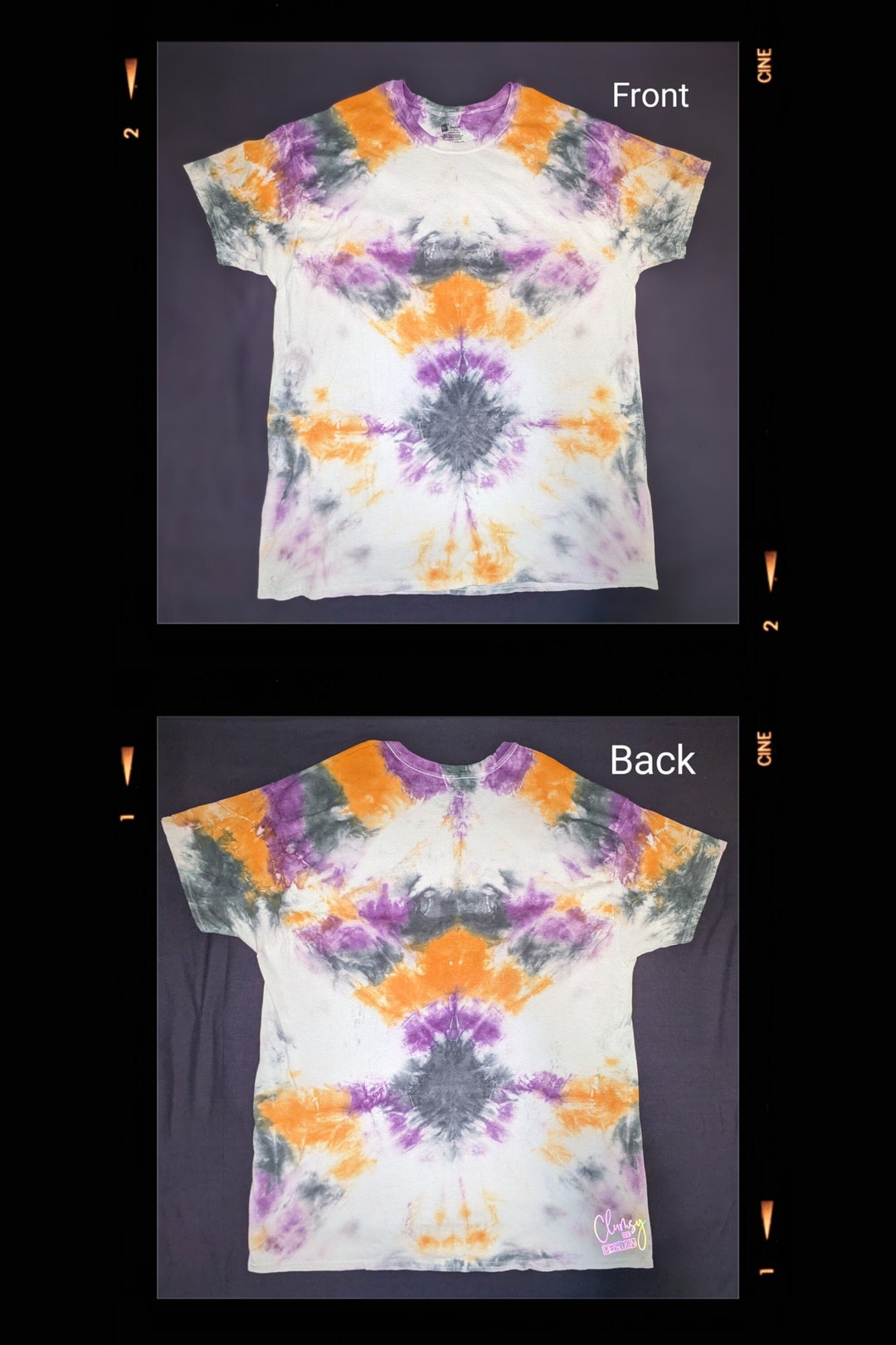 Tie Dye Shirt Orange Purple & Black Tie Dye Design - Etsy