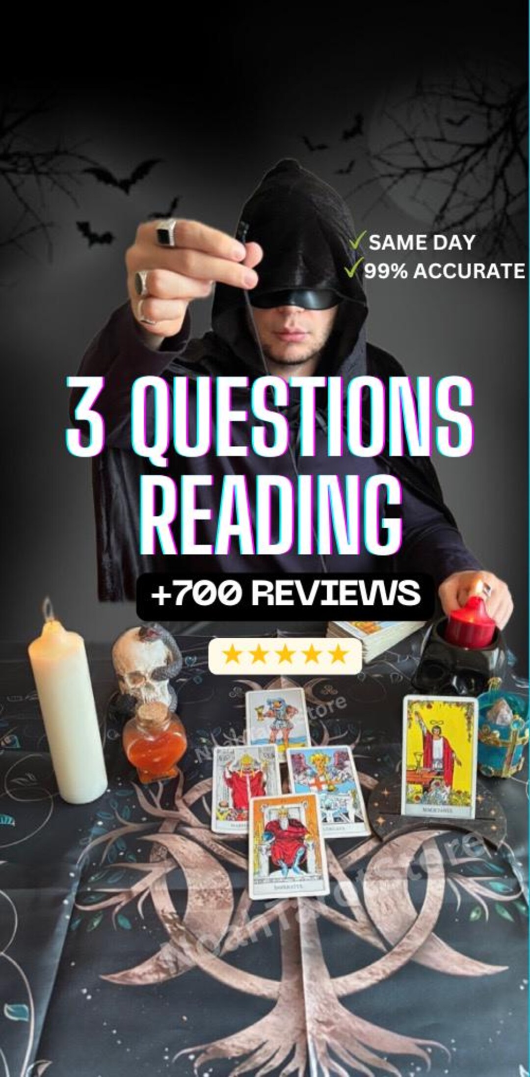 In-depth 3 Question Tarot Reading: Same Day Psychic Reading - Etsy