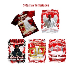 In Loving Memory Shirt Template Red | In Loving Memory Shirts Red | Editable Memorial Design | Funeral Background | Canva Template