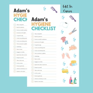 Personalized Hygiene Checklist | Daily Hygiene Tracker | Printable Self Care Log | Kids Hygiene Routine | Hygiene Chart | Canva Template
