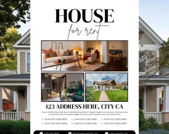 Home For Rent Flyer | Editable Apartment Rental Template | Printable Canva Flyer | Real Estate Marketing Tool | Canva Template