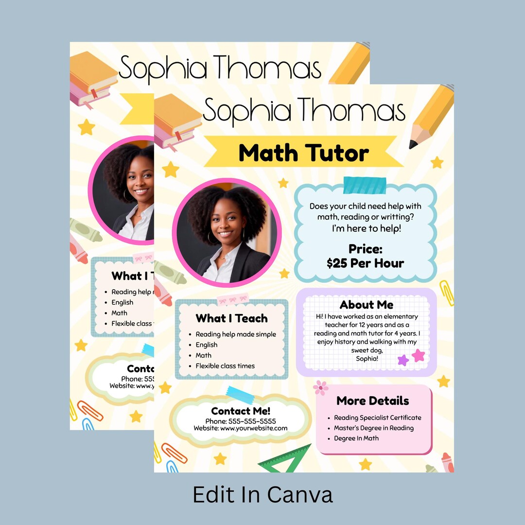 Math Tutoring Flyer Template | Printable Tutor Advertisement | Summer ...