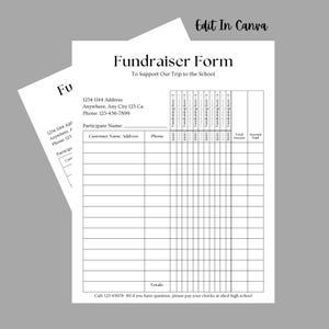 Fundraiser Order Form Canva | Editable Fundraising Form | Canva Template | Customizable Fundraiser | Editable Order Form