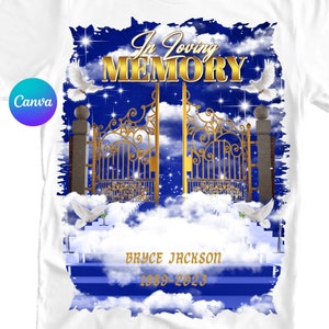 In Loving Memory Png - Blue | Memorial Shirt Png Canva | Loving Memory Png Gold Heavens Gate Memorial Background | Memorial Png Doves