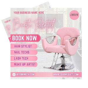 Salon Booth Rental Flyer | Salon Suites Available Flyer | Salon Suite Rental Flyer | Now Hiring Salon Flyer | Canva Booth For Rent Flyer