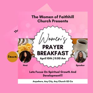 Flyer gebedsontbijt dames | Bewerkbare uitnodiging voor Women's Ministry | Kerkevenement | Kerkbrunchevenement | Canvassjabloon