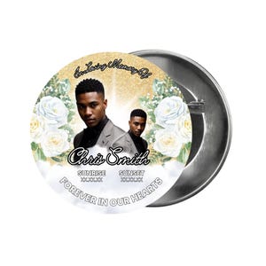 Memorial Pin Template Canva | Memorial Button Template Canva | Editable Funeral Button | Canva Template | In Loving Memory Button