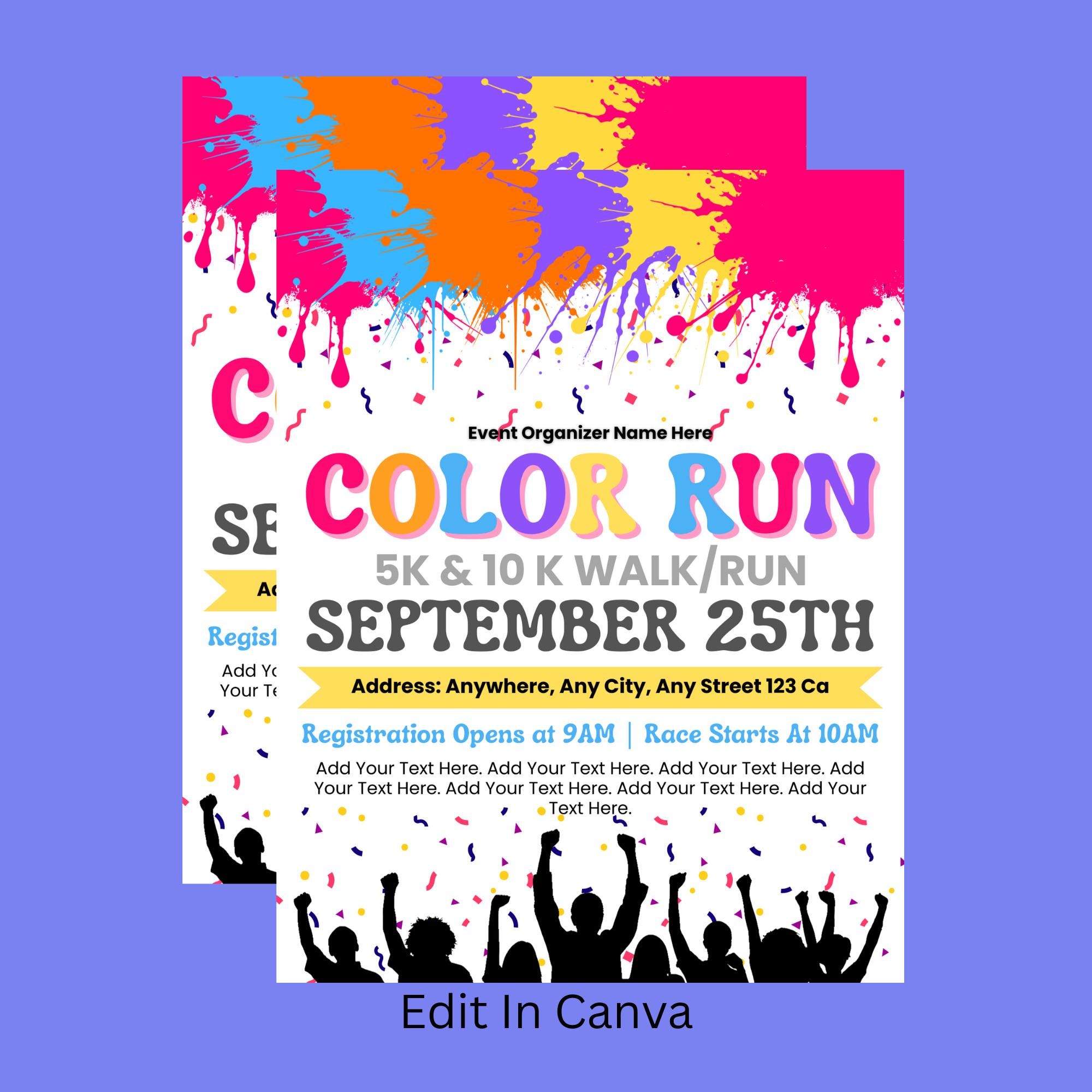 Run Invitations Fun Run Flyer | Color Run Flyer | Color Run Flyer Invitation Template ...