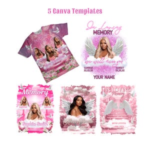 Pink Memorial Shirt Template | Editable Canva Design For Funeral | In Loving Memory | Memorial T Shirt Designs Template | Canva Template