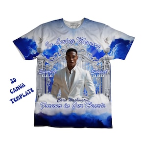 Blue Memorial 3d Shirt | 3d Memorial Shirt Canva | All Over Shirts Memorial Canva | In Loving Memory All Over Print Shirt | Canva Template
