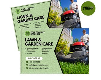 Lawn Care Business Card Template | Business Cards For Mowing | Lawn Service Business Card | Lawn Care Service Business Cards| Canva Template