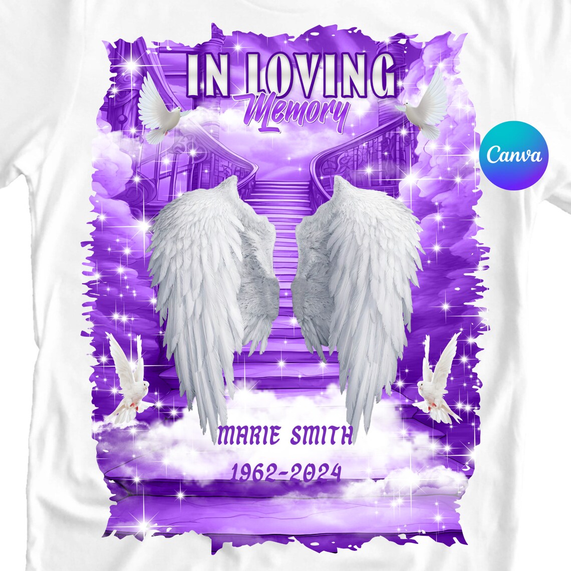 In Loving Memory Png Purple Memorial Png Canva Editable Memorial ...