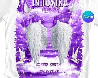 In Loving Memory Png Purple | Memorial Png Canva Editable | Memorial Background Png Purple | Memorial Shirt Png Canva | Purple| Heaven