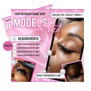 Modelos de cílios desejados Flyer | Modelos de cílios necessários Flyer | Modelos necessários Template | Cabelo Lash Braid Maquiagem | Modelos desejados Flyer