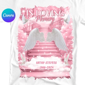 In Loving Memory Png Pink | Canva Editable Memorial Shirt | Memorial Background In Pink | In Loving Memory T Shirt Designs