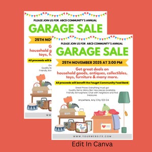 Garage Sale Flyer Printable | Community Yard Sale Flyer | Editable Yard Sale Template | Customizable Neighborhood Event Template