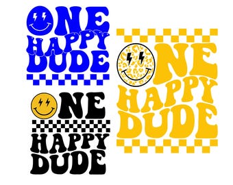 Un tipo feliz Svg Png / Un tipo feliz Camisa Svg / Un tipo feliz Svg / Cara sonriente retro Svg / Un año Svg / Niño de cumpleaños Svg