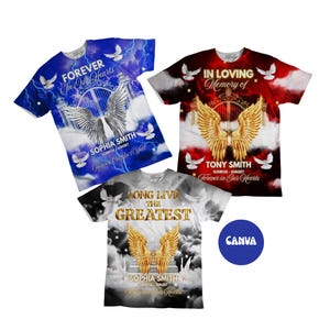 Royal Blue Heaven Background | 3d Memorial Shirt Canva | 3d Memorial All Over Shirt Template | Memorial Shirt Template All Over