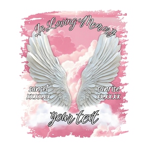 In Loving Memory Background Pink | In Loving Memory T-Shirt Template | Memorial T-Shirt Design | Editable Canva Template