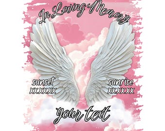 Em memória amorosa Fundo rosa | Modelo de camiseta em memória amorosa | Design de camiseta memorial | Modelo editável Canva