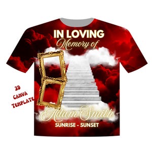 3d Memorial Shirt Canva | All Over Memorial Shirt Template | Memorial Shirt Template Canva Red | Stairway To Heaven Background