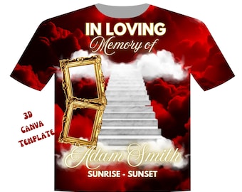 3d Memorial Shirt Canva | All Over Memorial Shirt Template | Memorial Shirt Template Canva Red | Stairway To Heaven Background