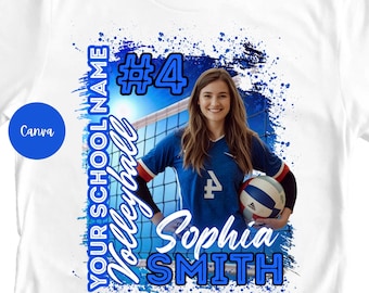 Editable Canva Template Volleyball Shirt | Custom Canva Design For Game Day | Personalized Sublimation T-Shirt | Canva Template