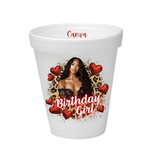 Styrofoam Cups Design Canva | Shot Glass Template Birthday | Styrofoam Cup Sticker Template | Party Cup Shot Glass Canva Template