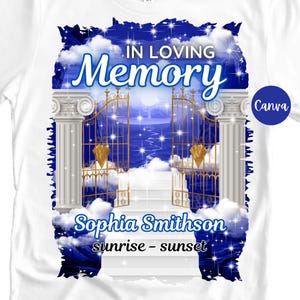 Blue Heaven Memorial | In Loving Memory Shirt Template | In Loving Memory Shirt Design Template | Editable Memorial Png | Canva Template