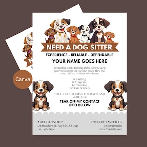 Pet Sitting Service Flyer | Dog Walker Flyer Template | Dog Walker Flyer | Customizable Pet Sitting Flyer | Editable Dog Walker Template