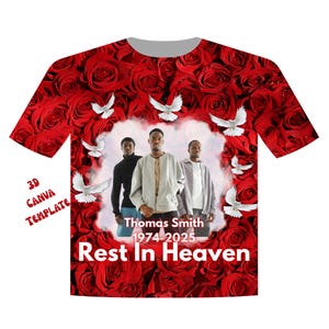 3d Memorial Shirt Canva | Memorial Shirt Template Canva Red | Editable Funeral Design | In Loving Memory Png | Rip Sublimation