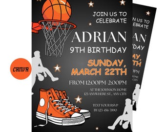 Basket Ball Birthday Invitation | Basket Ball Invitation | Basketball Party Invite Bday | Basketball Birthday Invitation Editable